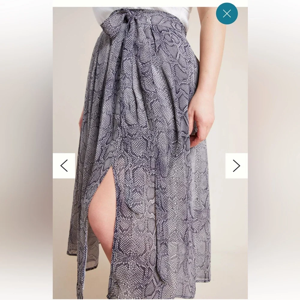 Anthropologie Gray Snakeprint Midi Skirt
